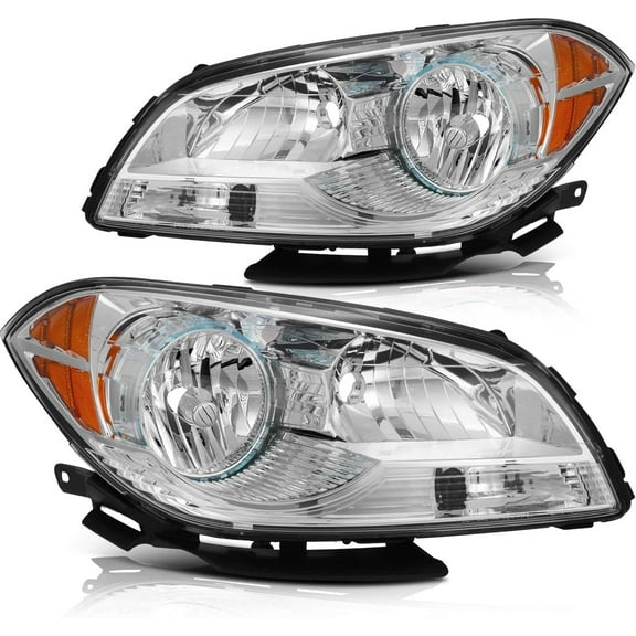 ECCPP Headlight Assembly Direct Replacement For Chevrolet For Malibu 2008-2012 Headlamps Chrome Housing Amber Reflector Clear Lens Left Right Side