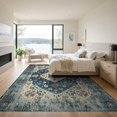 thumbnail image 3 of ODIKA 9'x12' Washable Area Rug Cream Boho Vintage Distressed Academia Border Faded Farmhouse for Great Room, Indoor Concept, Large Living Room, Low Pile, Flatwoven, 3 of 7