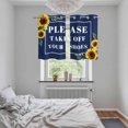 thumbnail image 6 of 2 Panels Kitchen Tier Curtains 39 Inch Length, Sunflowers Letter Grommets Window Treatment Curtain, Botanical Floral Leaves Striped Blue Thermal Curtains Drapes for Living Room/Bathroom, 6 of 9
