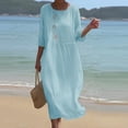 thumbnail image 4 of Robe Vintage pour Femmes Broderie Florale Robe de Plage Manches Courtes Col Rond Coton et Lin Boho Robes Été FJH FJH, 4 of 6