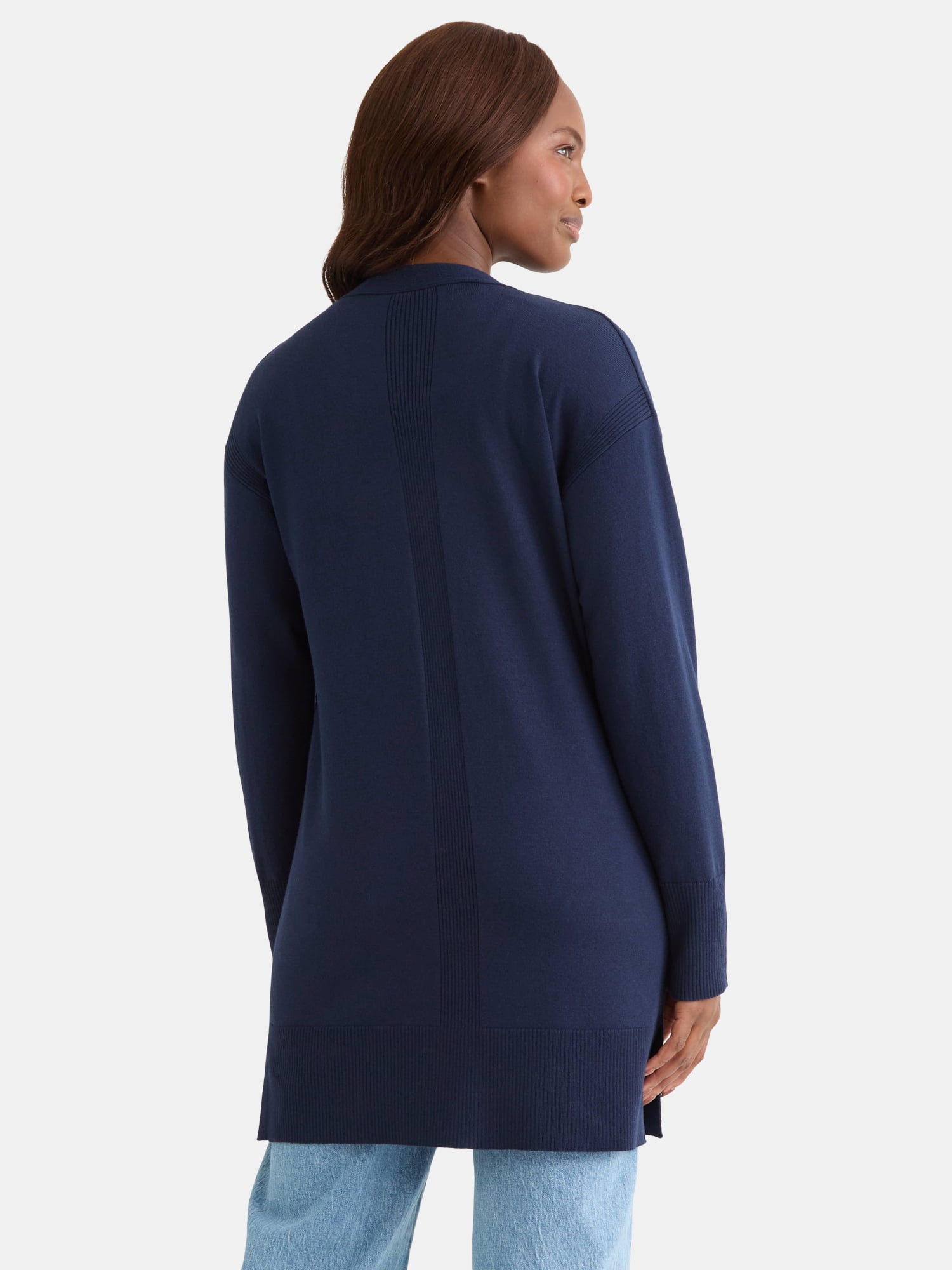 Time and Tru Women’s Longline Button Front Cardigan Sweater, Lightweight, Sizes XS-XXXL