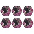 thumbnail image 2 of Pofeuu Flower Bald Eagle Print Leather Coasters Set of 6, Round Cups Mugs Mat Pad for Home Kitchen Heat Resistant Drink Coasters,Hexagon, 2 of 7