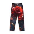 thumbnail image 2 of Vsdgher Artistic Dewdrop Rose Print Mens Pajama Pants Sleep & Lounge Pants, PJ Bottoms With elastic waistb and Pockets, 2 of 5
