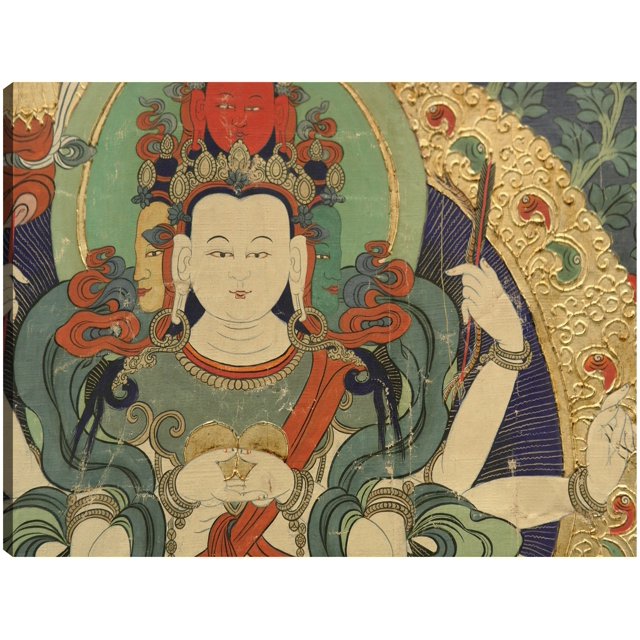Cuadro Decorativo - Buda dichoso de la vendimia Jr Impresión en canvas, estrechado.