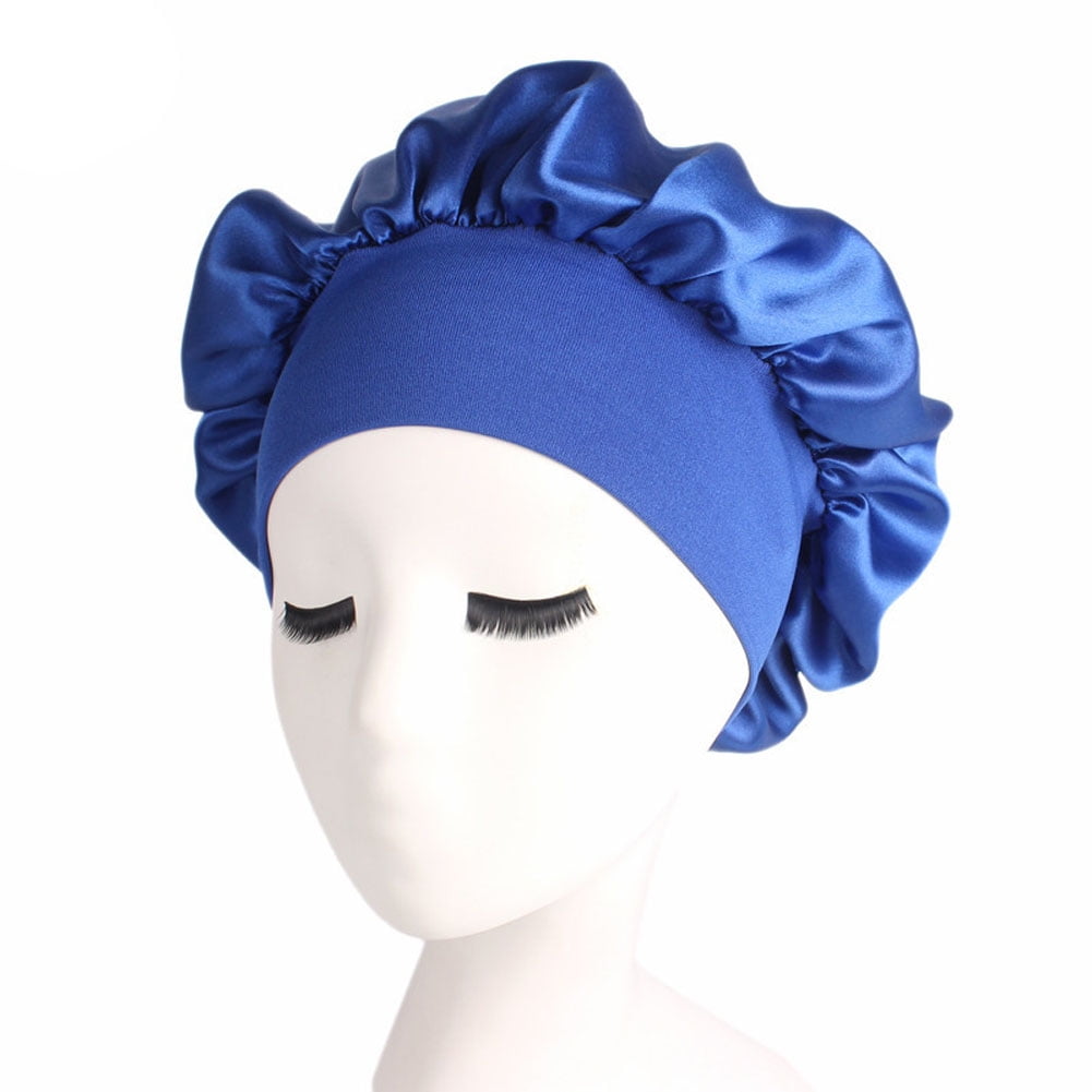 Women Night Sleep Hat Solid Color Wide Band Turban Hair Loss Cap Head Wrap Cover 