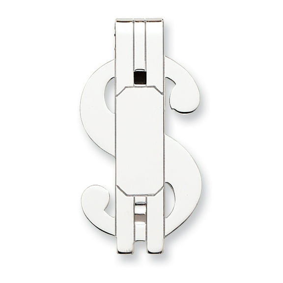 Rhodium-plated Kelly Waters Polished Dollar Sign Money Clip GL8734