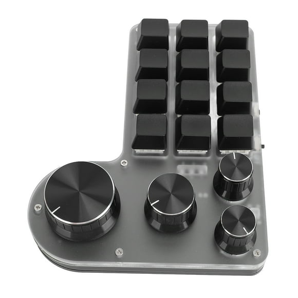 Programmable Macro Keyboard, 12 Keys 4 Knobs Red Switch Custom Macro Gaming Programmable Keyboard 500mAh for Office