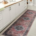 thumbnail image 4 of JONATHAN Y WASHABLE 2 x 8 Runner Rug, Alacati Ogee Medallion - Red/Blue/Brown, WSH103D-28, 4 of 9