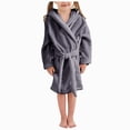 thumbnail image 4 of Gibobby Toddler Boys Girls Flannel Bathrobes Kids Soft Hooded Sleepwear Cartoon Print Night-robe Kids Flannel Hooded Bathrobe Toddler Plush Robes With Belt Toddler Pajamas,Dark Gray,Size 4-5T, 4 of 9