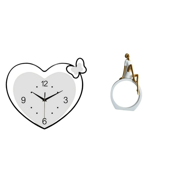 Reloj de pared acrílico con forma de corazón y figura de niña, estatua de mujer, centro de mesa, dormitorio, regalo para lectores, estantería, escultu