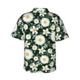 thumbnail image 3 of Kll Men'S Hawaiian Shirt Short Sleeve Button Down Beach Shirts-White Daisies And Bee, 3 of 8