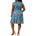 thumbnail image 4 of Agnes Orinda Women's Plus Size Midi Dress Summer V Neck Cap Sleeve Floral  A Line ShirtMidi Dress, 4 of 7