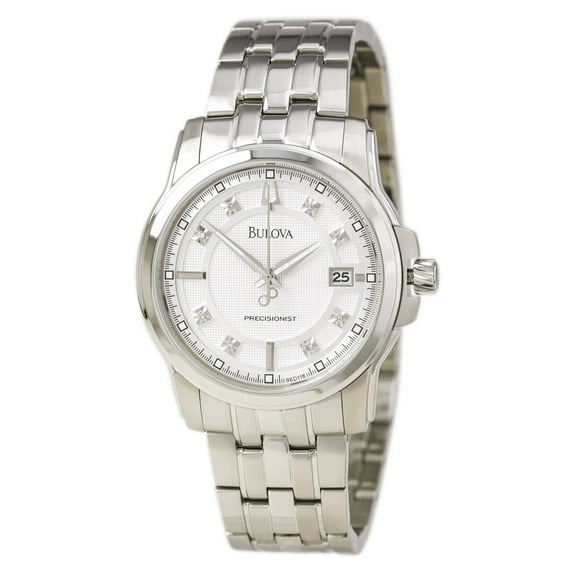 Men's Diamond 96D118 Silver Stainless-Steel Quartz Watch