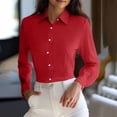 thumbnail image 2 of Chuancc Button Down Shirts for Women Collared Long Sleeve Dress Shirt Business Casual Blouse for Work Red 5XL, 2 of 4