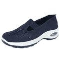 thumbnail image 2 of Women's Woven Orthopedic Breathable Soft Shoes, Lightweight Comfortable Mesh Stretch Sneakers,Go Walking Slip on Foam Shoes (Blue), 2 of 6