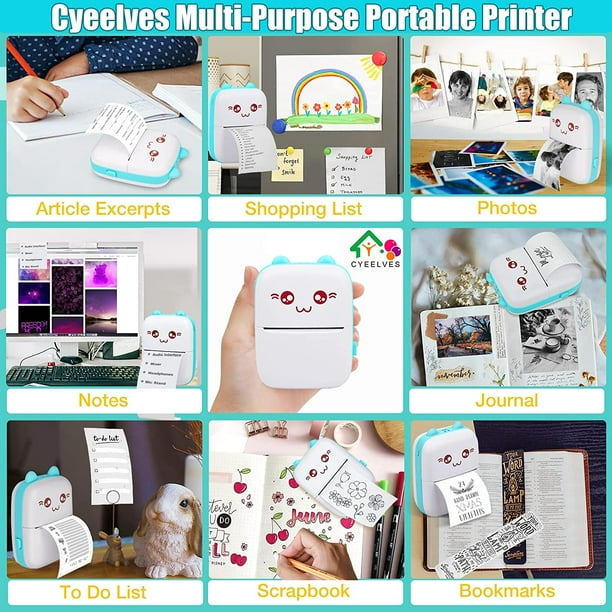 Mini Impresora Térmica Portátil - Bluetooth, Compatible IOS/Android, Incluye 8 Rollos De Papel, Para Etiquetas Y Notas