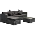 thumbnail image 1 of Outsunny Ensemble de Mobilier de Jardin 6 Pcs en Rotin Synthétique avec Coussins Épais, Canapé d'Angle de Luxe avec Table Basse en Verre, Coloris Gris et Anthracite., 1 of 10