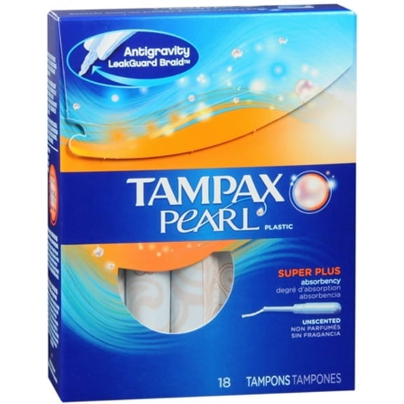 Tampax Pearl Tampons Super Plus Unscented 18 Each (Pack of 3)