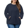 thumbnail image 2 of Dwellite Womens Plus Size Sweatshirts Crew Neck Long Sleeve Oversized Hoodies Fall Pullover Tops with Pockets 2025 Fashion Navy 5XL, 2 of 6