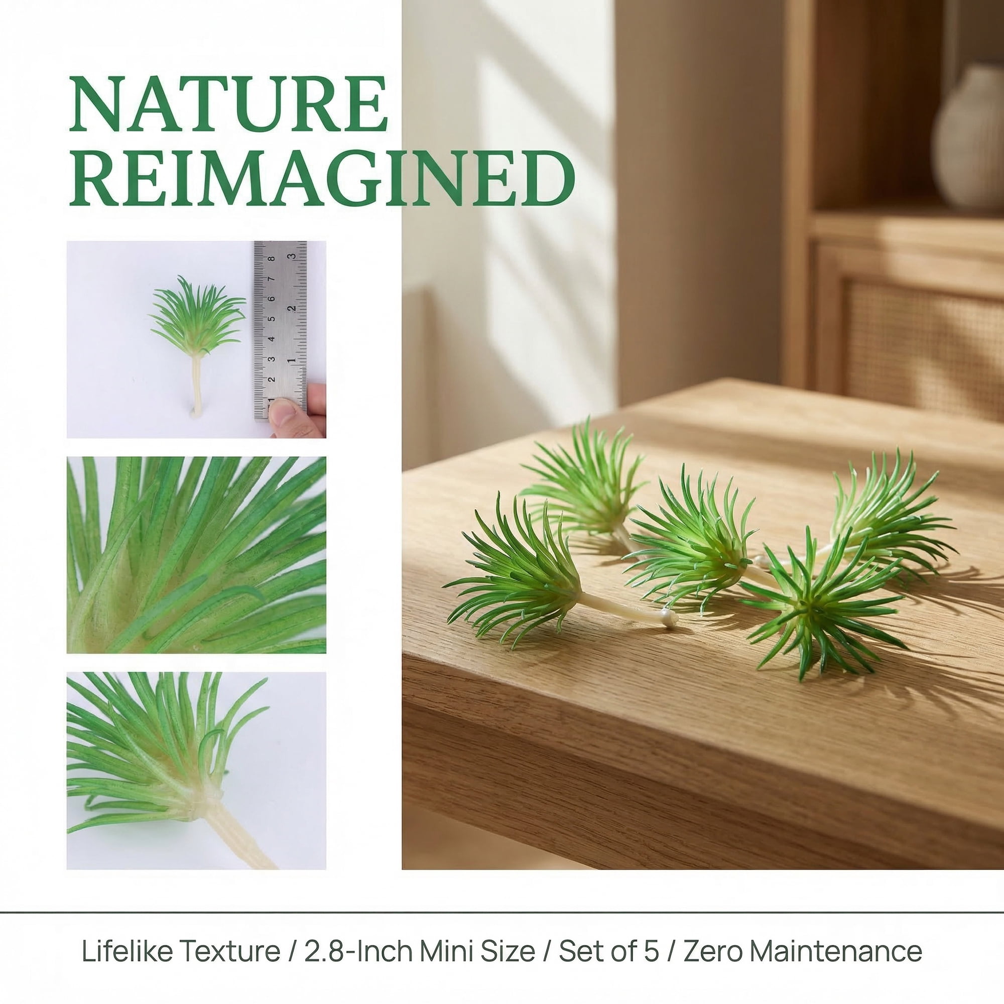 Unique Bargains 10Pcs Mini Artificial Air Plants 2.8" Green