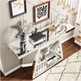 thumbnail image 4 of JERFIT 55.9 Inch Silver Modern Entryway Console Table with Full Body Mirror, Open Shelf Storage for Hallway, Living Room & Bedroom, 4 of 10