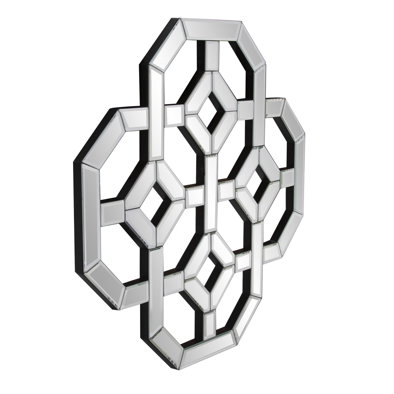 Tyler Dillon Wall Mirror with Intersecting Mirrored Lines Design - 20" x 20"