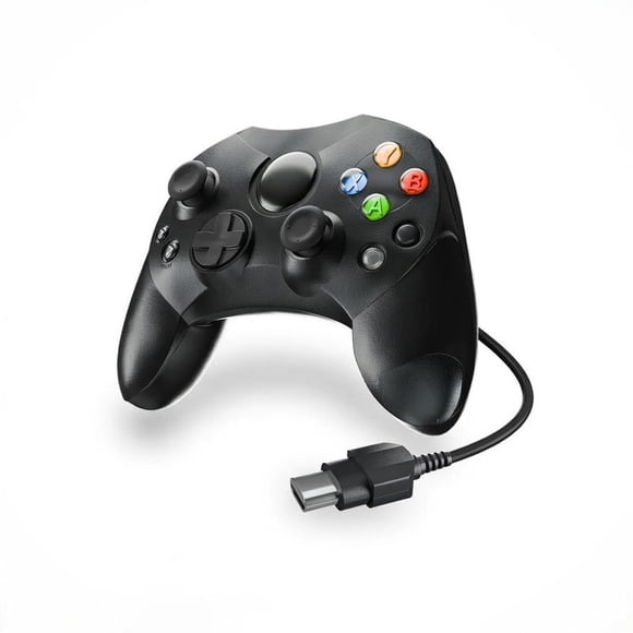 RetroFam Control de Juego con Cable -Compatible con Consola de Juegos Xbox Original – Estilo Duke, Negro