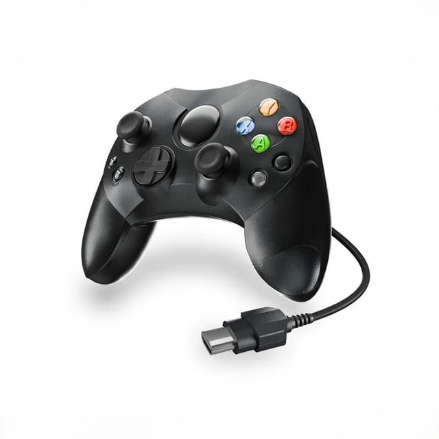 RetroFam Control de Juego con Cable -Compatible con Consola de Juegos Xbox Original – Estilo Duke, Negro