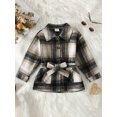 thumbnail image 2 of Wassery Kids Girls Autumn and Winter Coat 4T 5T 6T 7T Toddler Girls Warm Outwear Long Sleeve Turn-down Collar Button Plaid Jacket with Belt, 2 of 9