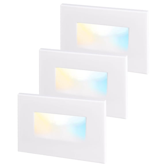 LEONLITE White 5CCT 120V LED Step Lights, 3.5W 150LM 5%-100% Dimmable Horizontal Stair Lights Indoor Outdoor Wet Location, CRI90+