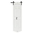 thumbnail image 3 of 32'' x 84'' Molded Bifold Barn Doors and Hardware Included, White Smooth Paintable Pre-assembled Solid Core Panels & Bi-fold Barn Door Hardware Kit, 6 Panel Design-Fit Max Opening 30in x 84in, 3 of 9