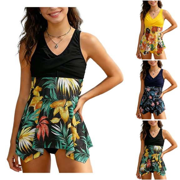 SROBPTY Kid Girls Swimsuit Set Print Short Sleeve Top Shorts 2 Piece Bathing Suits for 2-12 Years