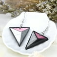 thumbnail image 2 of Triangle Gray Capiz Shell Drop Dangle Sterling Silver Earrings, 2 of 6