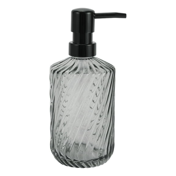 1 Pc Simple Twill Lines Soap Pump Dispenser for Bathroom 450ml Gray Black