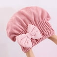 thumbnail image 6 of Coral Fleece Hair Drying Towels Head wrap with Bow-knot Shower Cap Hair Turban HairWrap Bath Cap For Women Girls Curly Long & Wet Hair, 6 of 8