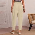 thumbnail image 4 of EDFBUYKRS Female Women Pants Casual Linen Pants Women Petite Short Length Women's Spring and Summer and Linen Solid Color Casual Stitching Wide-Leg Trousers Loose Pocket Straight-Leg Pants Xxl, 4 of 8