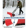 thumbnail image 6 of Lumiparty Snow Shovel with Wheels, Heavy Duty Double Rod Wheeled Snow Pusher with 29"W X 16.5"H Metal Blade, Angle & Height Adjustable Handle for Driveway Sidewalk Yard, Red, 6 of 7