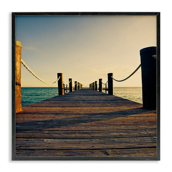 Stupell Industries Coastal Beach Dock Nautical & Beach Photography Black Framed Art Print Wall Art, 12 x 12