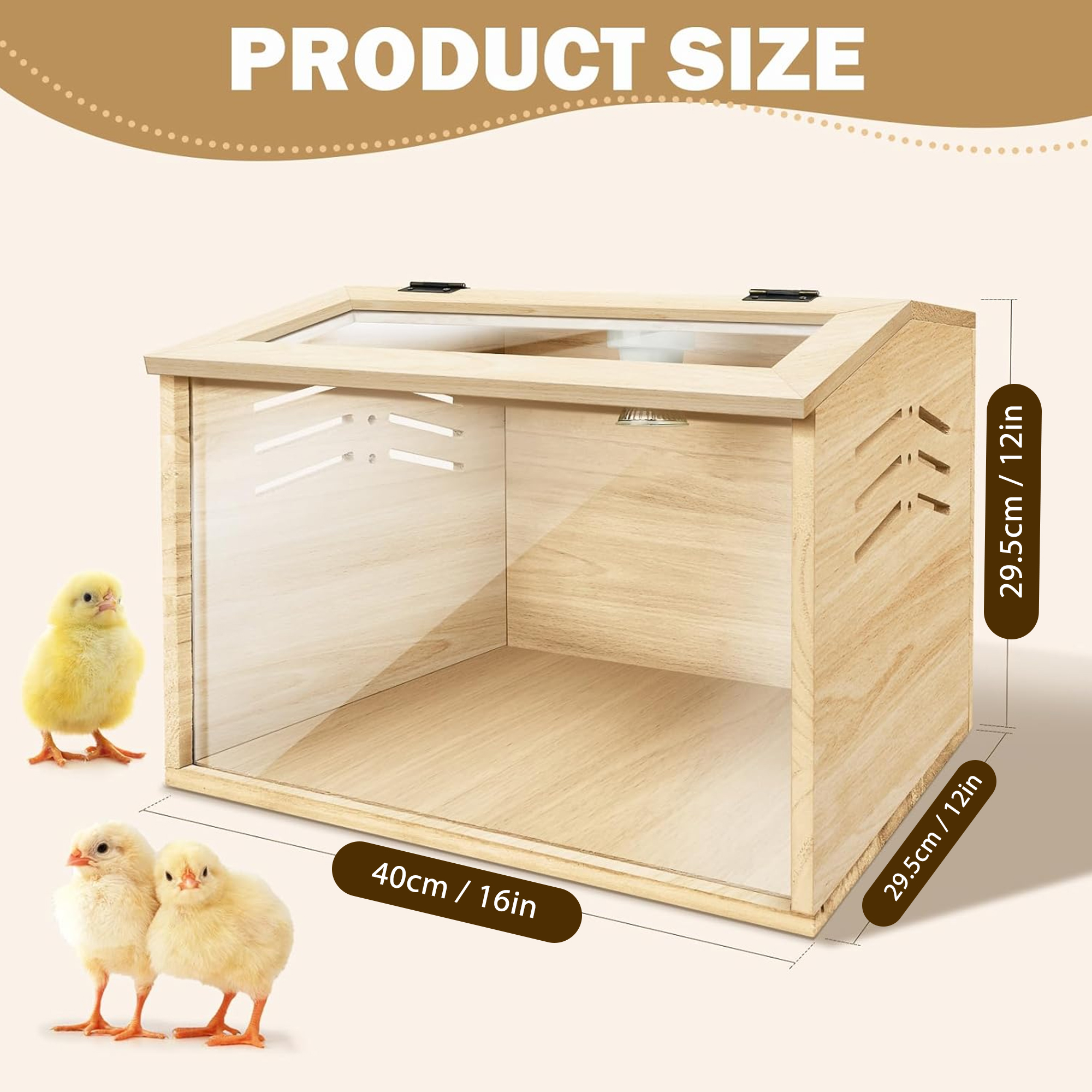 Chicken brooder Box,Chick brooder,brooder Box for Chicks,Small Chicken coop,Baby Chicken Supplies,Chick brooder Box,Quail cage,Quail coop,Measures Approximately 16 X 12 X 12 inches