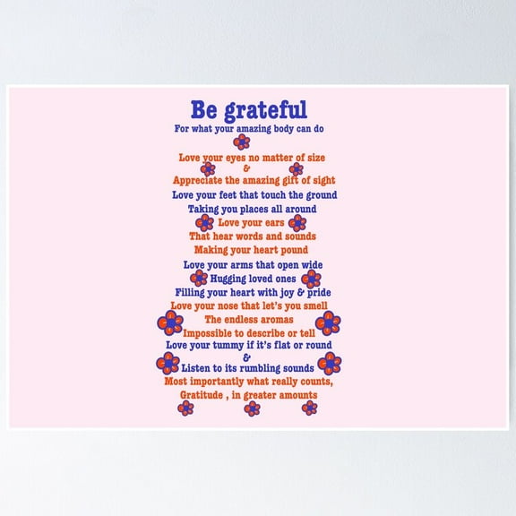 Be Grateful Poster- Unframed Poster | Wall Art | Perfect For Home Decor & Gifts, 8x12