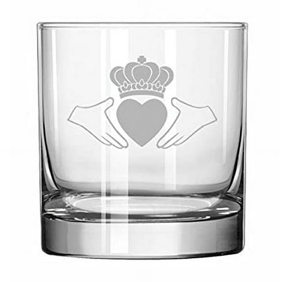 Rocks Whiskey Old Fashioned Glass Irish Claddagh