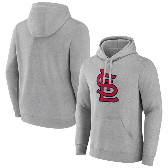 Men's Heather Gray St. Louis Cardinals Official Logo Fitted Pullover Hoodie