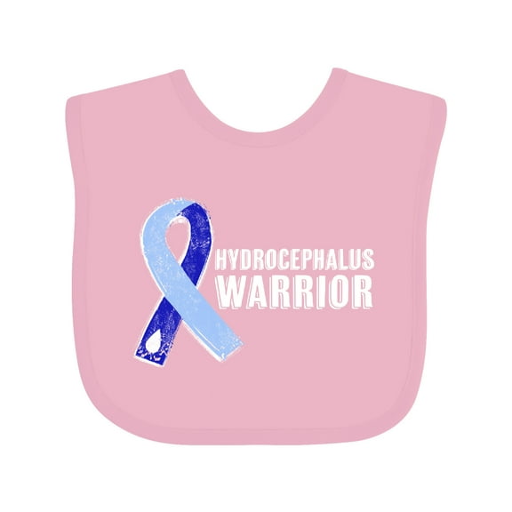 Inktastic Hydrocephalus Warrior with Light and Dark Blue Ribbon Boys or Girls Baby Bib
