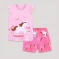 thumbnail image 2 of TOWED22 Toddler Girls Summer Clothes 2pcs Sweet Sets Sleeveless Top and Shorts Cute Outfits Toddler Infant Cotton Tank Tops with Print Graphic Clothing(Pink,4-5 Y), 2 of 7