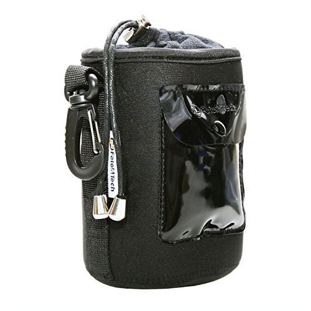 Foto&Tech MEDIUM Size 5MM EXTRA THICK WATERPROOF Rain Cover Neoprene Lens and Flannel Collar Lens Bag with Adjustable Drawstring and Swivel Clip for Canon Nikon Sony Pentax Olympus Panasonic Sigma Tam