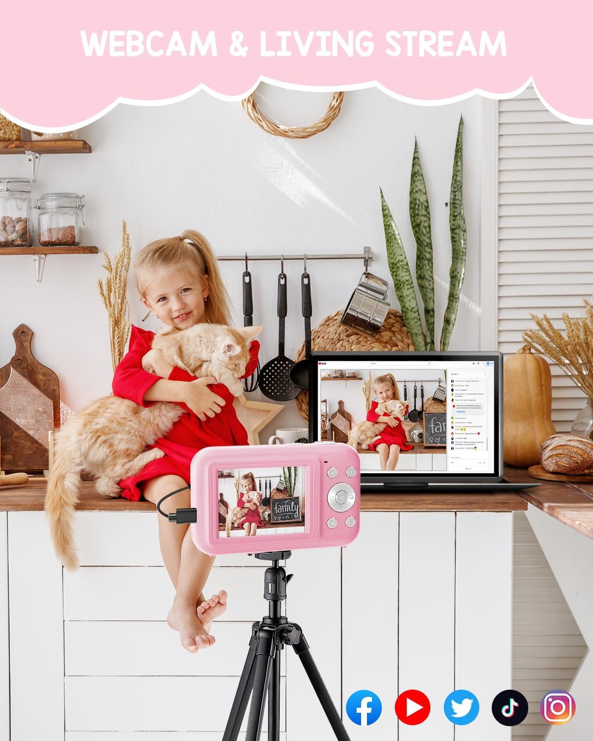 Cámara digital, cámara para niños con tarjeta de 32 GB FHD 1080P 44MP  cámara de vlogging con pantalla LCD zoom 16X compacto portátil mini cámara