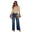 thumbnail image 2 of LYMAYTER Women Flare Jeans Skinny Microflared Denim Pants for S-2XL Fashion High Waisted Female Flare Jeans with Pockets, 2 of 8