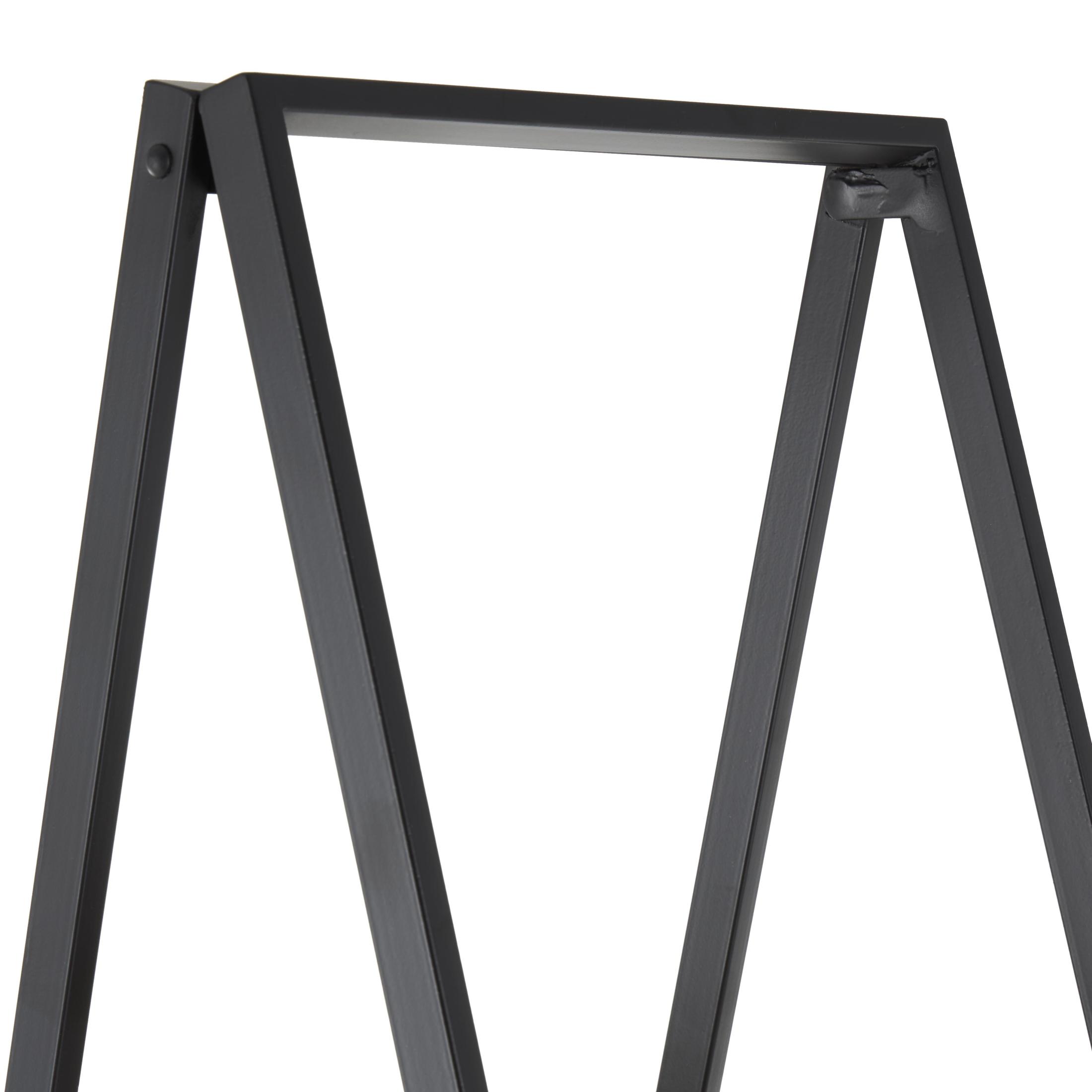 DecMode 42" x 60" Black Metal 3-Tier Shelving Unit with Black Metal Triangle Frame, 1-Piece
