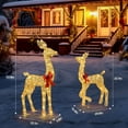 thumbnail image 3 of 2Pcs Lighted Christmas Deer Family, Outdoor Yard Decoration Set with 210 LEDs Warm White Light, Gold, 3 of 7