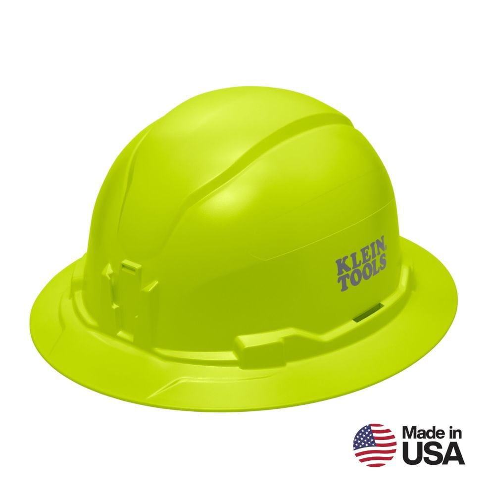 Klein Tools Full Brim Style Non-Vented Hard Hat Hi Vis Lime